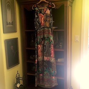 Patchwork, silk, maxi dress, XL, Tolani brand.